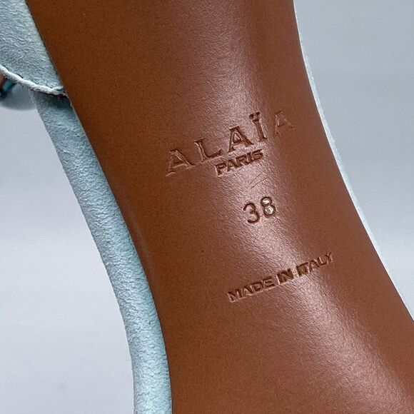 Alaia Bombe 90 Ankle-Strap Studded Suede Leather Sandals size 38 - Picture 15 of 15